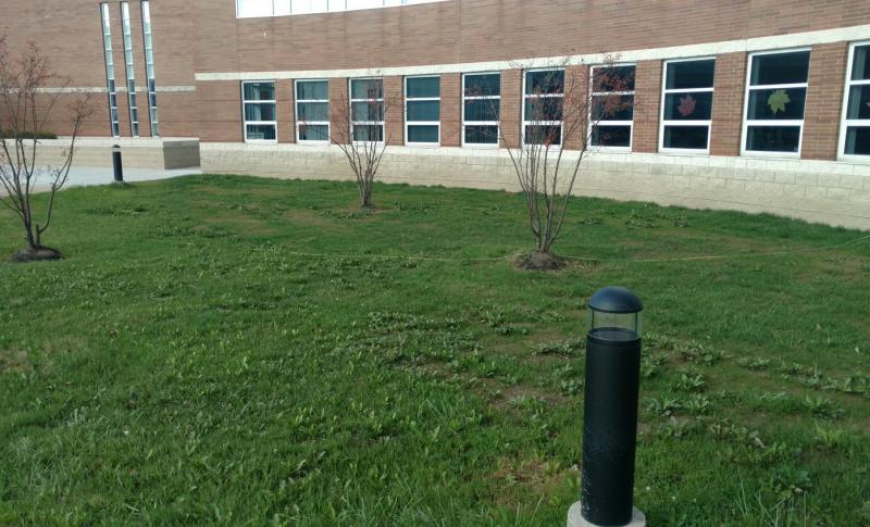 concrete block wall along with sealing of sidewalk