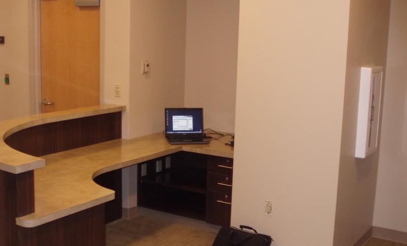 Desk with computer